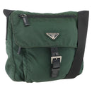 PRADA Shoulder Bag Nylon Green Silver Auth ARZ561-1