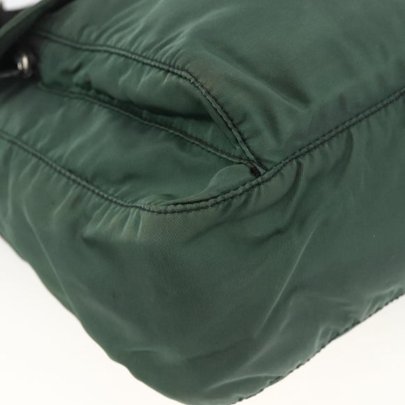 PRADA Shoulder Bag Nylon Green Silver Auth ARZ561