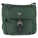 PRADA Shoulder Bag Nylon Green Silver Auth ARZ561-13