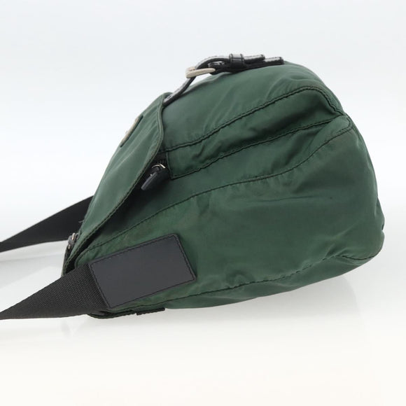 PRADA Shoulder Bag Nylon Green Silver Auth ARZ561