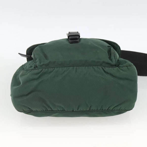 PRADA Shoulder Bag Nylon Green Silver Auth ARZ561