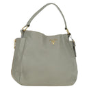 PRADA Shoulder Bag Leather Gray Gold Auth ARZ570V-1