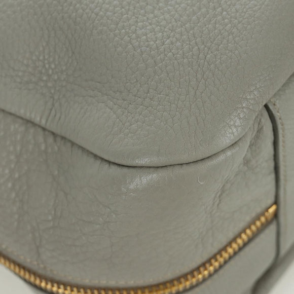 PRADA Shoulder Bag Leather Gray Gold Auth ARZ570V