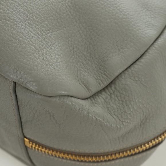 PRADA Shoulder Bag Leather Gray Gold Auth ARZ570V