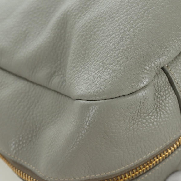 PRADA Shoulder Bag Leather Gray Gold Auth ARZ570V