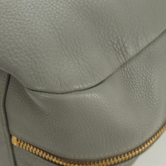 PRADA Shoulder Bag Leather Gray Gold Auth ARZ570V