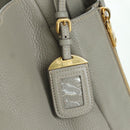 PRADA Shoulder Bag Leather Gray Gold Auth ARZ570V-19