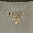PRADA Shoulder Bag Leather Gray Gold Auth ARZ570V-20
