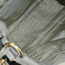 PRADA Shoulder Bag Leather Gray Gold Auth ARZ570V-10