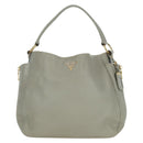 PRADA Shoulder Bag Leather Gray Gold Auth ARZ570V-13