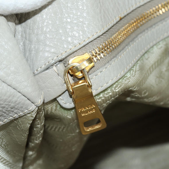 PRADA Shoulder Bag Leather Gray Gold Auth ARZ570V