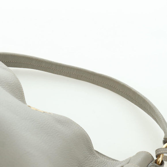 PRADA Shoulder Bag Leather Gray Gold Auth ARZ570V