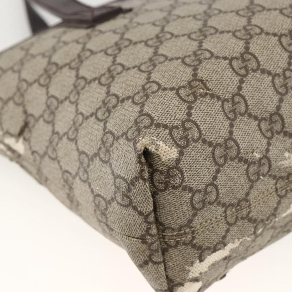 GUCCI GG Supreme Hand Bag PVC Beige Silver 181086 Auth ARZ575