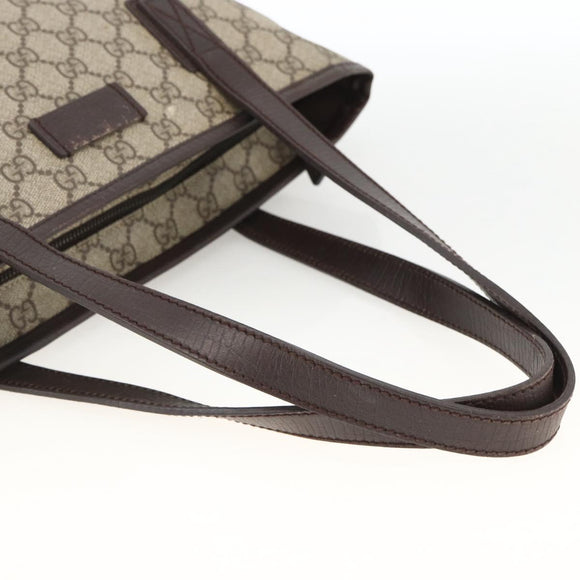 GUCCI GG Supreme Hand Bag PVC Beige Silver 181086 Auth ARZ575