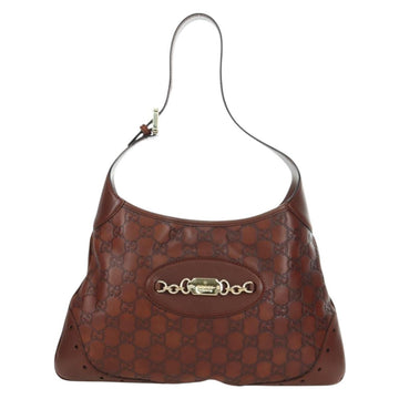 GUCCI GG Canvas Guccissima Shoulder Bag Leather Brown Gold 145778 Auth ARZ576SAV - 0