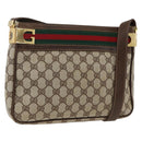 GUCCI GG Supreme Web Sherry Line Shoulder Bag PVC Beige Red Green Auth ARZ590A-1