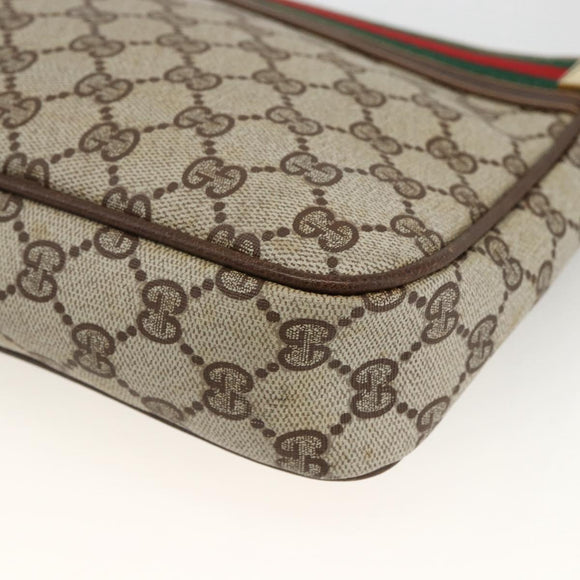 GUCCI GG Supreme Web Sherry Line Shoulder Bag PVC Beige Red Green Auth ARZ590A