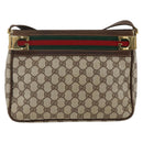 GUCCI GG Supreme Web Sherry Line Shoulder Bag PVC Beige Red Green Auth ARZ590A-2