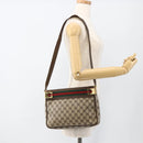 GUCCI GG Supreme Web Sherry Line Shoulder Bag PVC Beige Red Green Auth ARZ590A-21
