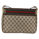 GUCCI GG Supreme Web Sherry Line Shoulder Bag PVC Beige Red Green Auth ARZ590A-3