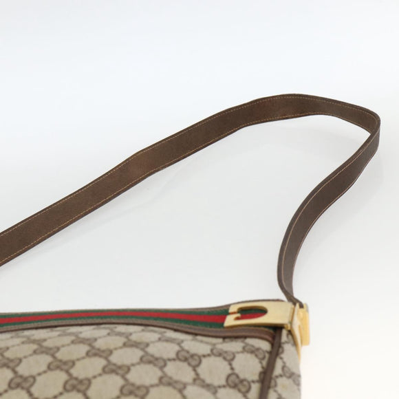 GUCCI GG Supreme Web Sherry Line Shoulder Bag PVC Beige Red Green Auth ARZ590A