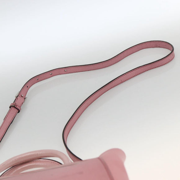 FENDI To joule Hand Bag Leather 2way Pink Silver Auth ARZ591