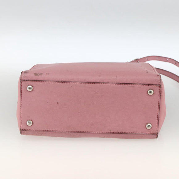 FENDI To joule Hand Bag Leather 2way Pink Silver Auth ARZ591
