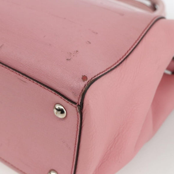 FENDI To joule Hand Bag Leather 2way Pink Silver Auth ARZ591