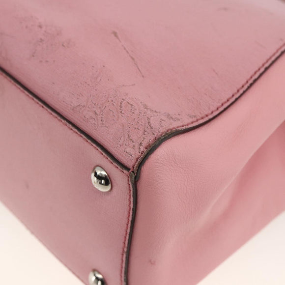 FENDI To joule Hand Bag Leather 2way Pink Silver Auth ARZ591
