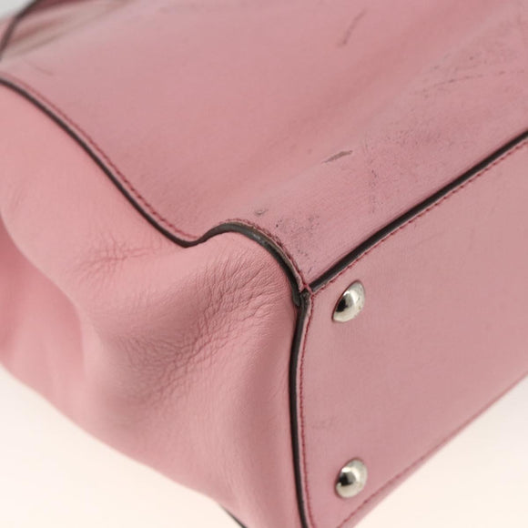 FENDI To joule Hand Bag Leather 2way Pink Silver Auth ARZ591