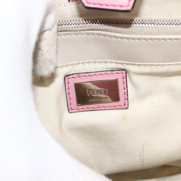 FENDI To joule Hand Bag Leather 2way Pink Silver Auth ARZ591