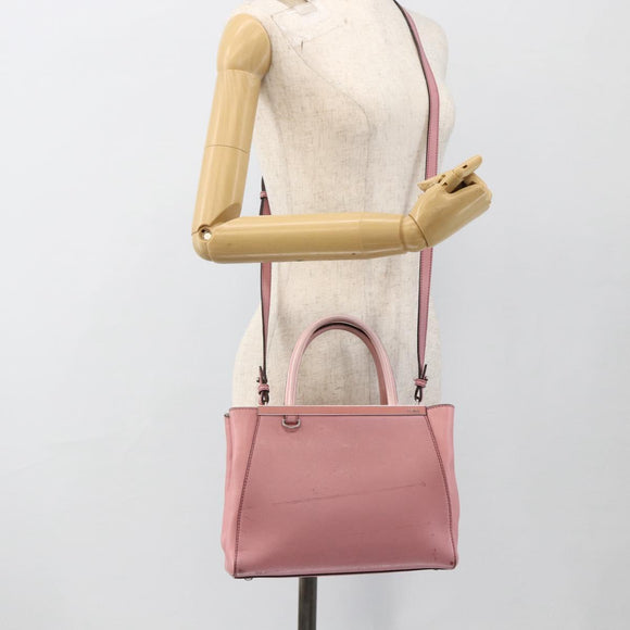 FENDI To joule Hand Bag Leather 2way Pink Silver Auth ARZ591
