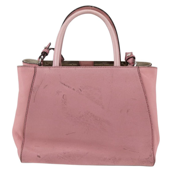 FENDI To joule Hand Bag Leather 2way Pink Silver Auth ARZ591