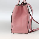FENDI To joule Hand Bag Leather 2way Pink Silver Auth ARZ591-4