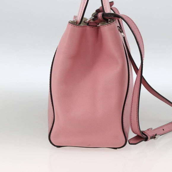 FENDI To joule Hand Bag Leather 2way Pink Silver Auth ARZ591