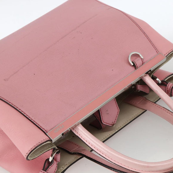 FENDI To joule Hand Bag Leather 2way Pink Silver Auth ARZ591