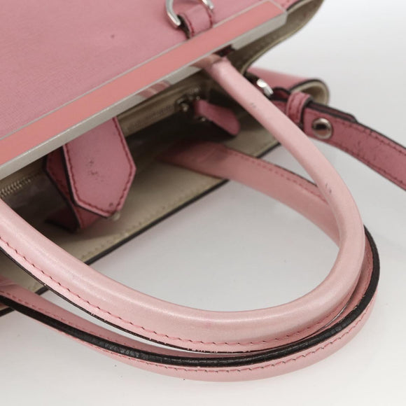 FENDI To joule Hand Bag Leather 2way Pink Silver Auth ARZ591