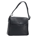 BOTTEGA VENETA INTRECCIATO Shoulder Bag Leather Black Gold Auth ARZ592-1