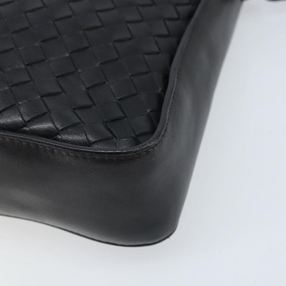BOTTEGA VENETA INTRECCIATO Shoulder Bag Leather Black Gold Auth ARZ592