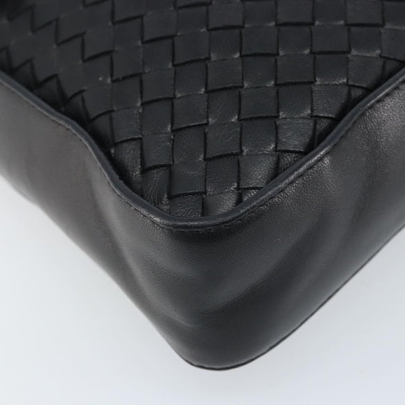 BOTTEGA VENETA INTRECCIATO Shoulder Bag Leather Black Gold Auth ARZ592