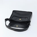 BOTTEGA VENETA INTRECCIATO Shoulder Bag Leather Black Gold Auth ARZ592-17