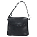 BOTTEGA VENETA INTRECCIATO Shoulder Bag Leather Black Gold Auth ARZ592-13