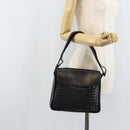 BOTTEGA VENETA INTRECCIATO Shoulder Bag Leather Black Gold Auth ARZ592-22