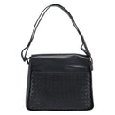 BOTTEGA VENETA INTRECCIATO Shoulder Bag Leather Black Gold Auth ARZ592-2