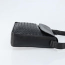 BOTTEGA VENETA INTRECCIATO Shoulder Bag Leather Black Gold Auth ARZ592-3