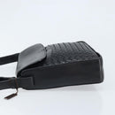 BOTTEGA VENETA INTRECCIATO Shoulder Bag Leather Black Gold Auth ARZ592-4