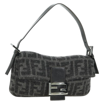 FENDI Zucca Canvas Mamma Baguette Hand Bag Cashmere Gray Silver Auth ARZ596SAV