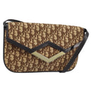 Christian Dior Trotter Canvas Shoulder Bag Brown Gold Auth ARZ598-1