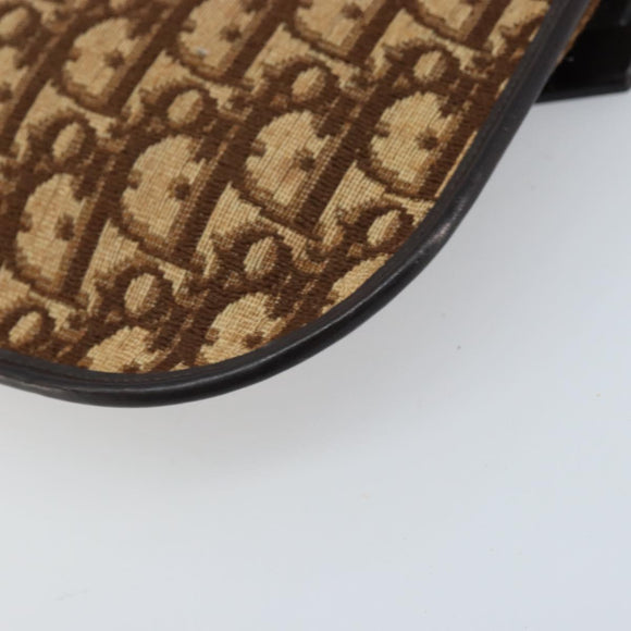 Christian Dior Trotter Canvas Shoulder Bag Brown Gold Auth ARZ598