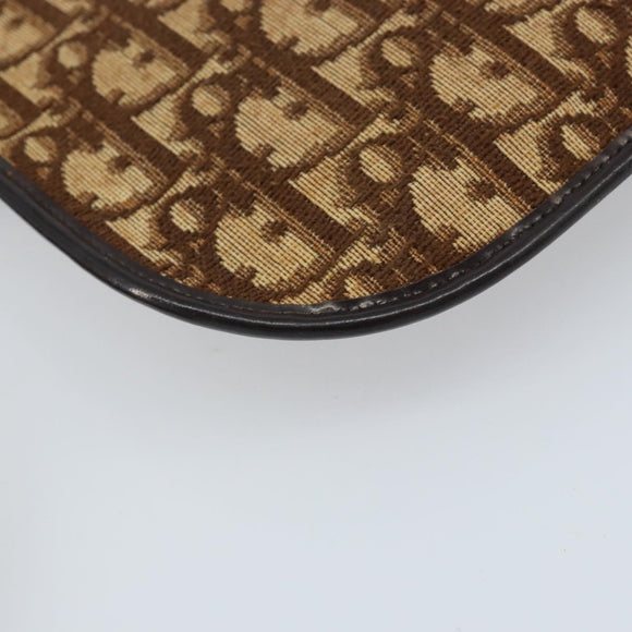 Christian Dior Trotter Canvas Shoulder Bag Brown Gold Auth ARZ598